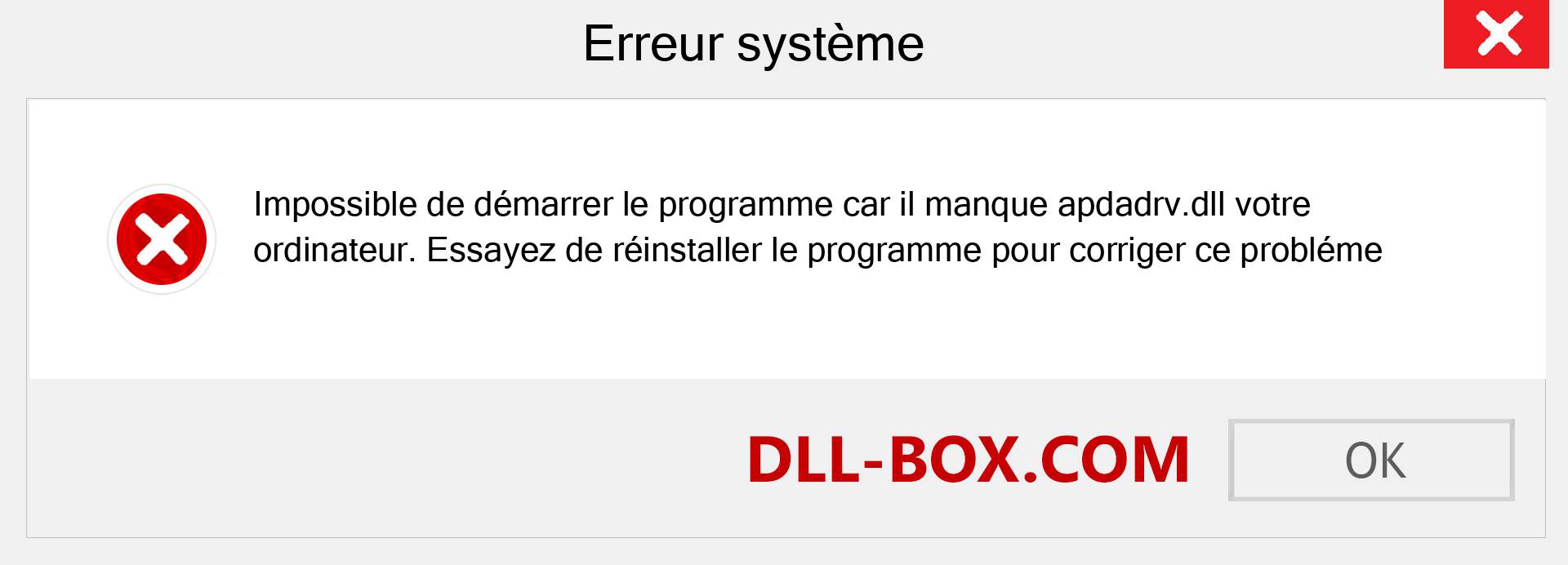 Le fichier apdadrv.dll est manquant ?. Télécharger pour Windows 7, 8, 10 - Correction de l'erreur manquante apdadrv dll sur Windows, photos, images